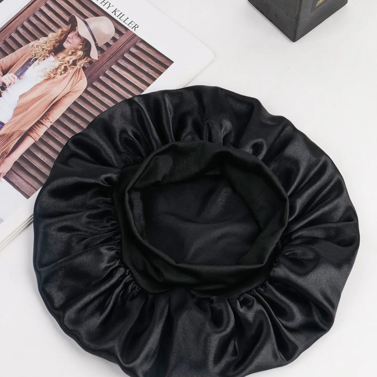 Women's Wide Brim Sleep Cap with Elastic Hairband, Suitable for Curly and Straight Hair, Men's Sleep Hat, Shower Cap, Oil Absorbing