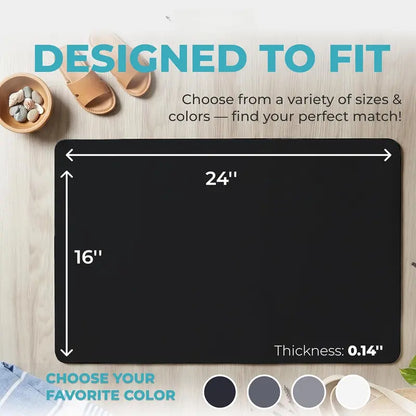 Bath Mat - Super-Absorbent & Quick-Dry Poolside Mat & Outdoor Shower Mat with Non-Slip Rubber Backing, Machine Washable & Odor Resistant - 16x24 in, Black
