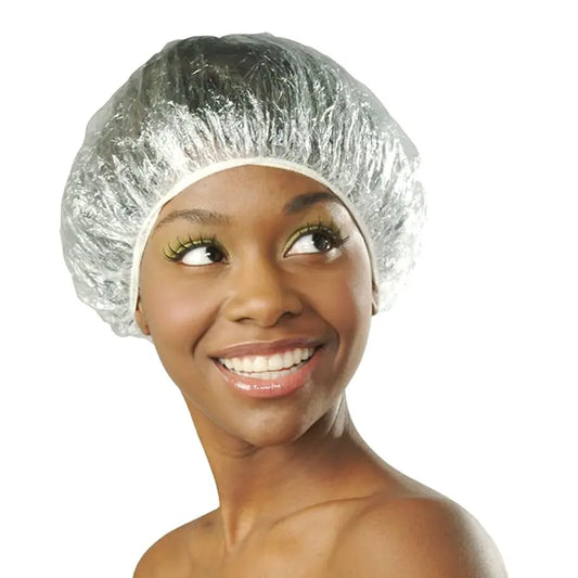 Donna Disposable Plastic Shower Cap 15pcs for Women, Reusable Waterproof Caps for Bathing, Spa and Travel