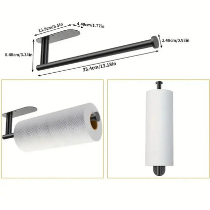 Classic Self-Adhesive Stainless Steel Wall-Mounted Roll Paper Dispenser - 1 Count Durable Bathroom Accessory for Kitchen/Bath Paper Storage