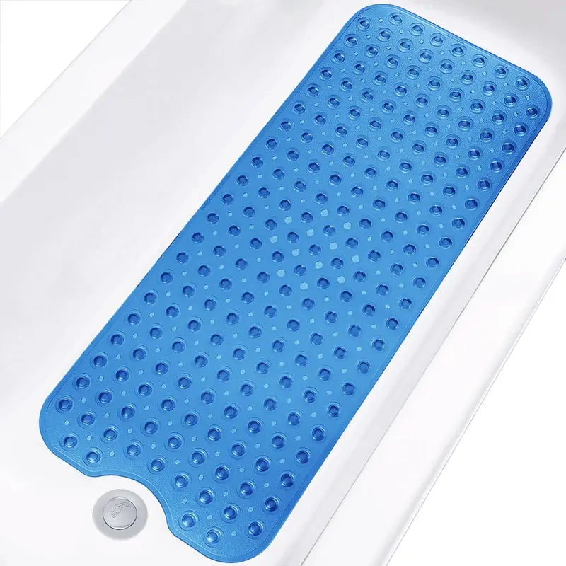 Nonslip PVC Bathtub Mat - 47x16 inch Extra Long Soft Cushioned Bathroom Mat with 200+ Suction Cups, Drainage Holes, Massage Texture, Machine Washable Easy to Clean, Safe for Kids, Home Bathroom Supplies