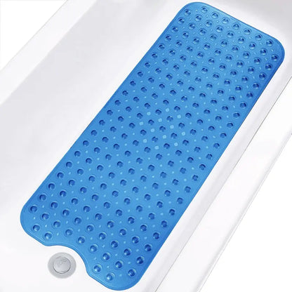 Nonslip PVC Bathtub Mat - 47x16 inch Extra Long Soft Cushioned Bathroom Mat with 200+ Suction Cups, Drainage Holes, Massage Texture, Machine Washable Easy to Clean, Safe for Kids, Home Bathroom Supplies