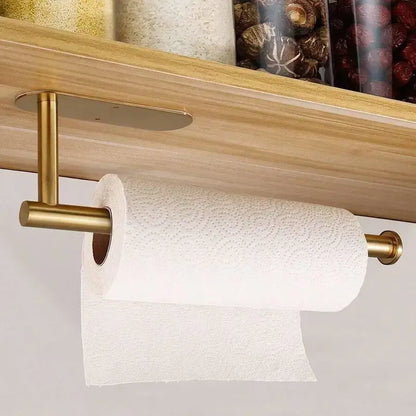Classic Self-Adhesive Stainless Steel Wall-Mounted Roll Paper Dispenser - 1 Count Durable Bathroom Accessory for Kitchen/Bath Paper Storage