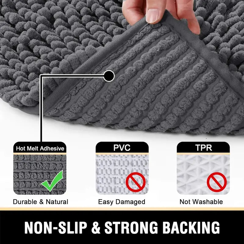 Toilet Mat U Shaped Bathroom Rugs Bath Mats for Bathroom Non Slip Luxury Chenille Bath Mat U Shape 20X24 Extra Soft and Absorbent Shaggy Rugs Washable Dry Fast - Grey