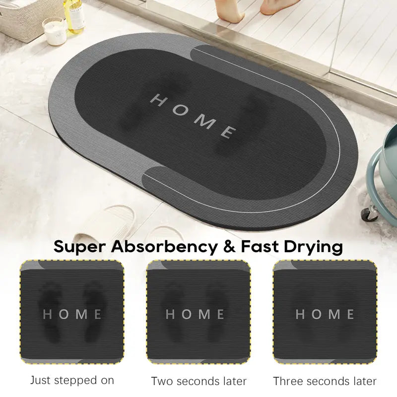 Soft Oval Microfiber Velvet Bath Mat 15.7x23.6 Inch, Super Absorbent, Fast Drying, Scratch Resistant, Non-Slip Rubber Backing, Washable Mildew-Proof Floor Mat for Home Bathroom Shower