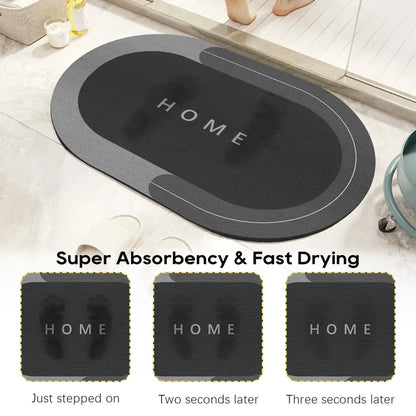 Soft Oval Microfiber Velvet Bath Mat 15.7x23.6 Inch, Super Absorbent, Fast Drying, Scratch Resistant, Non-Slip Rubber Backing, Washable Mildew-Proof Floor Mat for Home Bathroom Shower