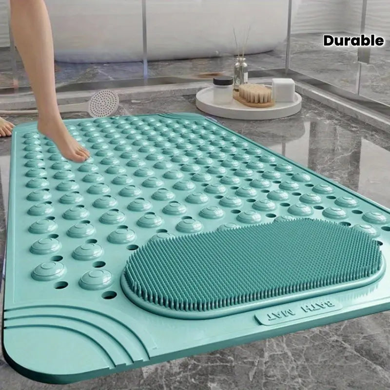 Non-Slip PVC Bath Mat with Massage Buttons - Light Blue & Multi-Color Polka Dot Pattern, Rectangular Shower and Bathroom Safety Mat, 0.9cm Thick, Durable PVC Material, Bath Accessories, Nonslip Bathtub Mat, Shower Floor Mat Non Slip