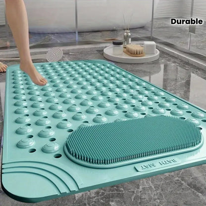 Non-Slip PVC Bath Mat with Massage Buttons - Light Blue & Multi-Color Polka Dot Pattern, Rectangular Shower and Bathroom Safety Mat, 0.9cm Thick, Durable PVC Material, Bath Accessories, Nonslip Bathtub Mat, Shower Floor Mat Non Slip