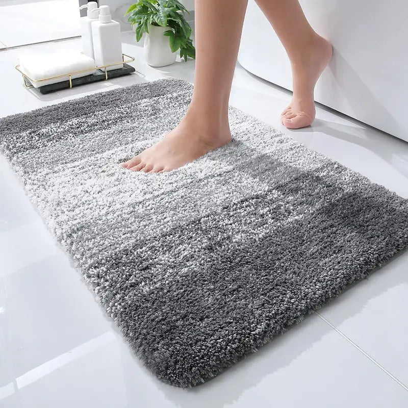Modern Patterned Square Snowflake Print Microfiber Bathroom Floor Mat - 1 Piece, Multi-Size (48x78cm Option), TPR Non-Slip Tread Sole, Machine Washable, Water-Resistant Indoor Grip Pad