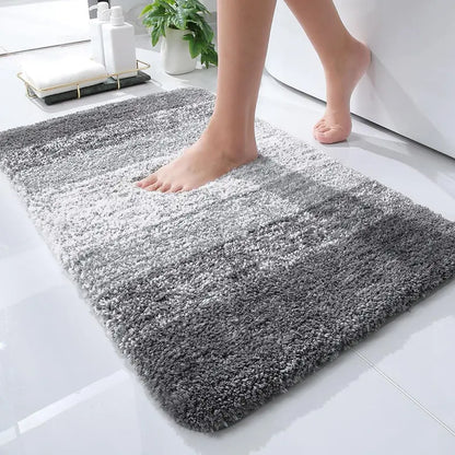 Modern Patterned Square Snowflake Print Microfiber Bathroom Floor Mat - 1 Piece, Multi-Size (48x78cm Option), TPR Non-Slip Tread Sole, Machine Washable, Water-Resistant Indoor Grip Pad