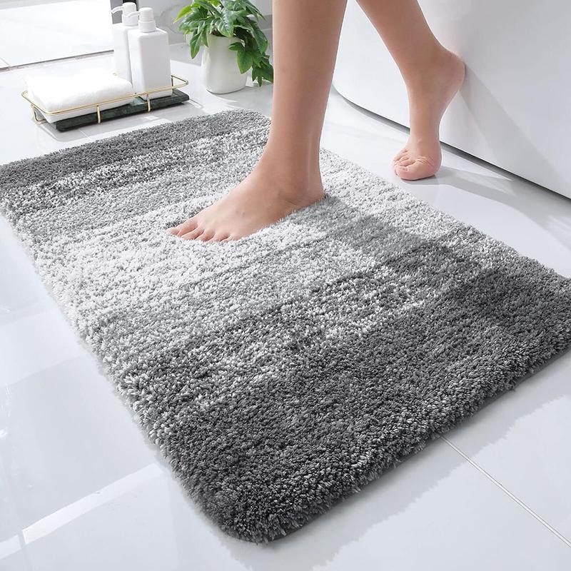 Modern Patterned Square Snowflake Print Microfiber Bathroom Floor Mat - 1 Piece, Multi-Size (48x78cm Option), TPR Non-Slip Tread Sole, Machine Washable, Water-Resistant Indoor Grip Pad