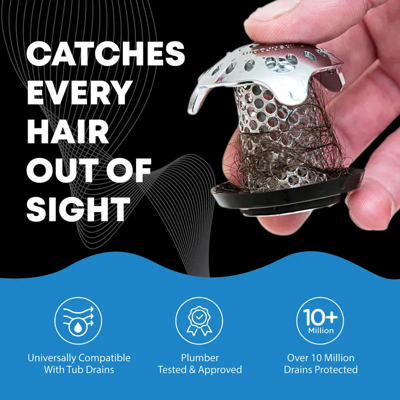 TubShroom Ultra Revolutionary Hair Catcher and Drain Protector with Stopper, Shower and Tub Drain Protector, Keeps Drains Clog Free Stainless Steel Bathtub Cleaning