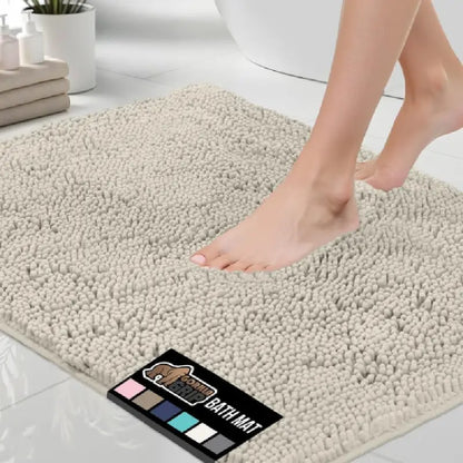 Bath Rug Mat, Thick Soft Absorbent Chenille, Quick Dry Microfiber Mats, Rubber Backing Washable Shower Floor Rugs, US Designed Bathroom Bathmat Home Decor Accessories, 24x17, Grey